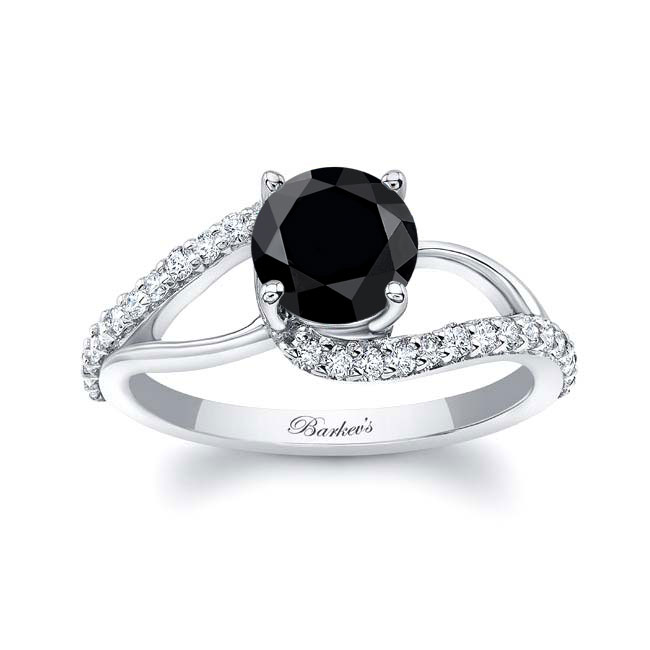  Split Shank Black And White Diamond Engagement Ring Image 1