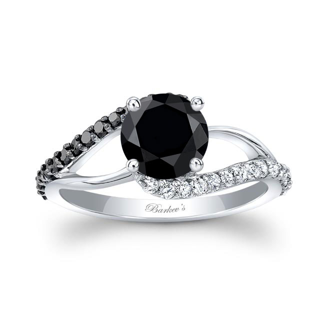  Split Shank Black Diamond Engagement Ring Image 1