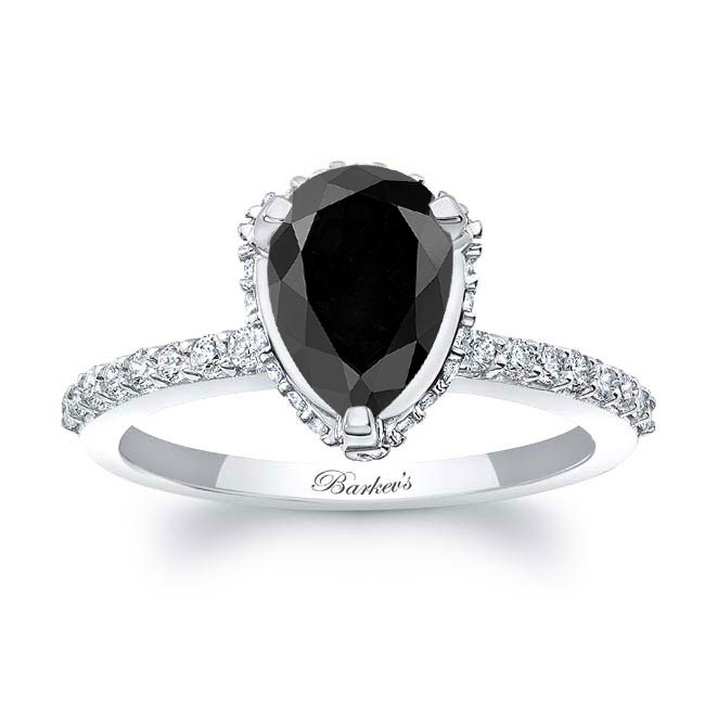  Teardrop Black And White Diamond Engagement Ring Image 1