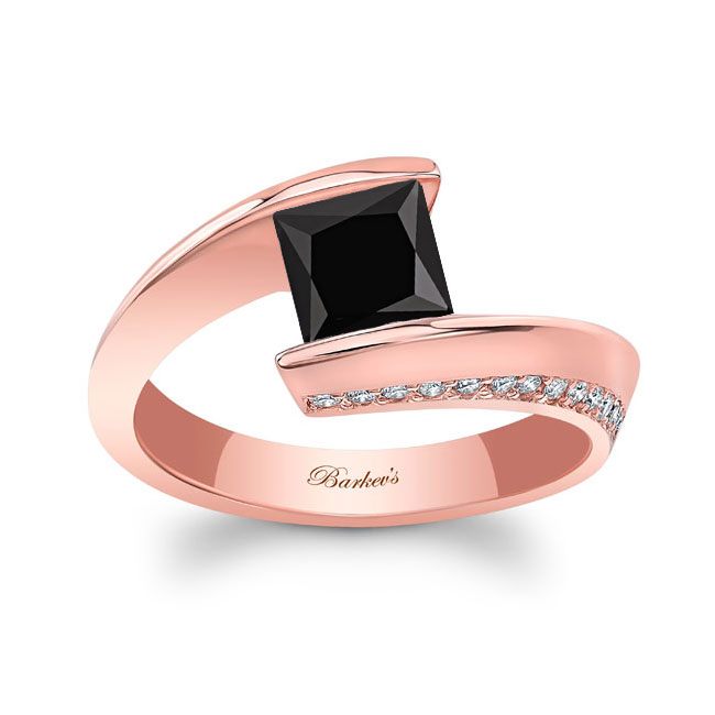 Rose Gold Black And White Diamond Bypass Ring