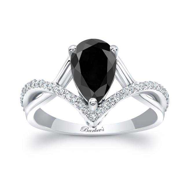  Unique Pear Shaped Black And White Diamond Ring Image 1