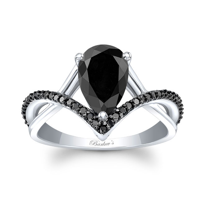  Unique Pear Shaped Black Diamond Ring Image 1
