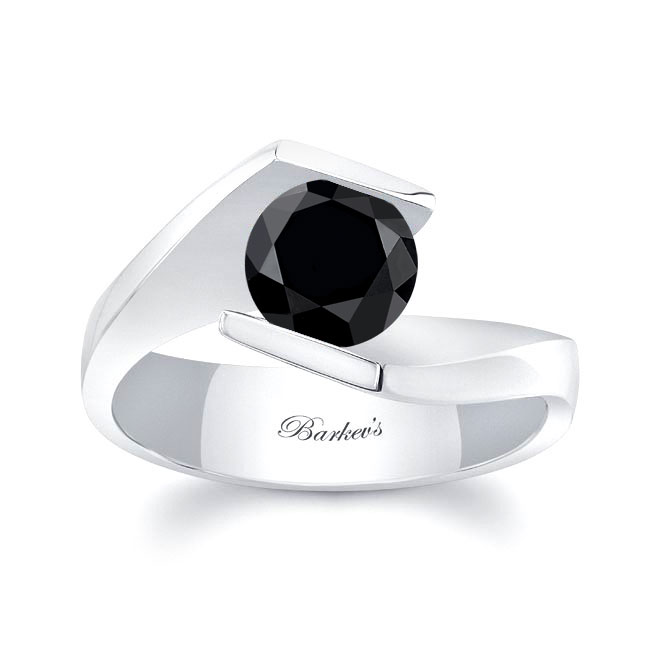  Tension Solitaire Black Diamond Ring Image 1
