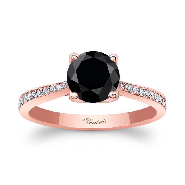Rose Gold Classic Black And White Diamond Engagement Ring