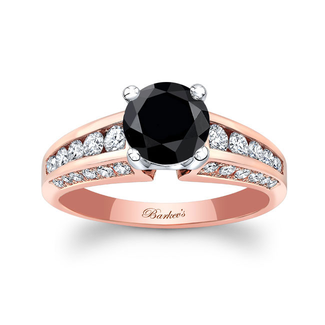Rose Gold Black And White Diamond Channel Set Ring