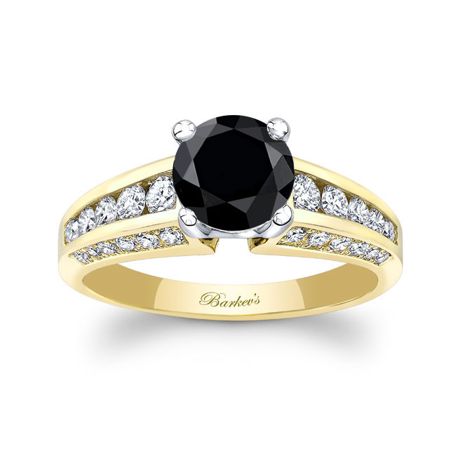 Yellow Gold Black And White Diamond Channel Set Ring
