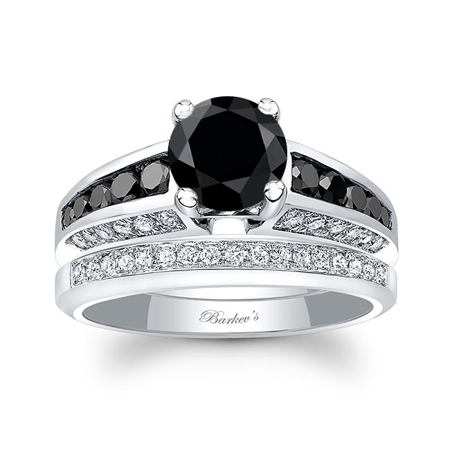 Channel Black Diamond Wedding Ring Set