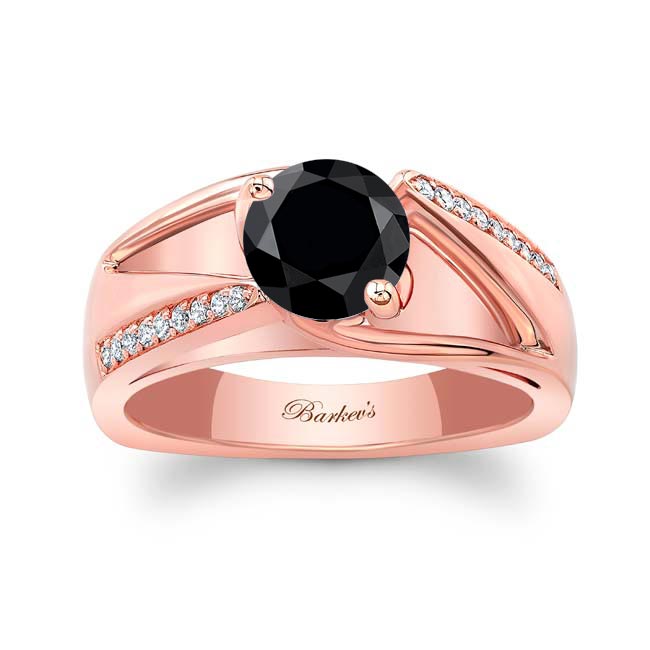 Rose Gold Pave Black And White Diamond Ring