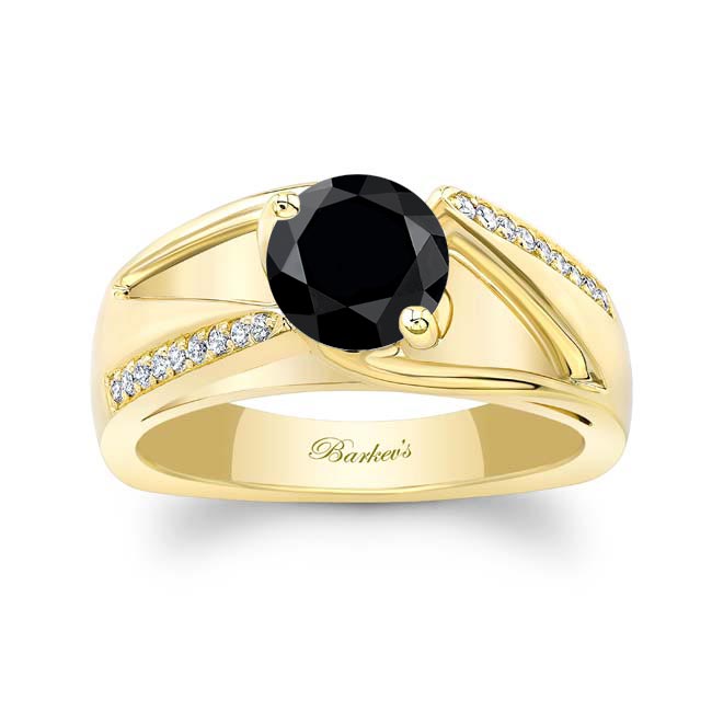 Yellow Gold Pave Black And White Diamond Ring