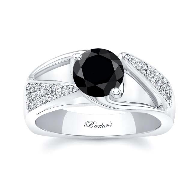  3 Row Black And White Diamond Ring Image 1