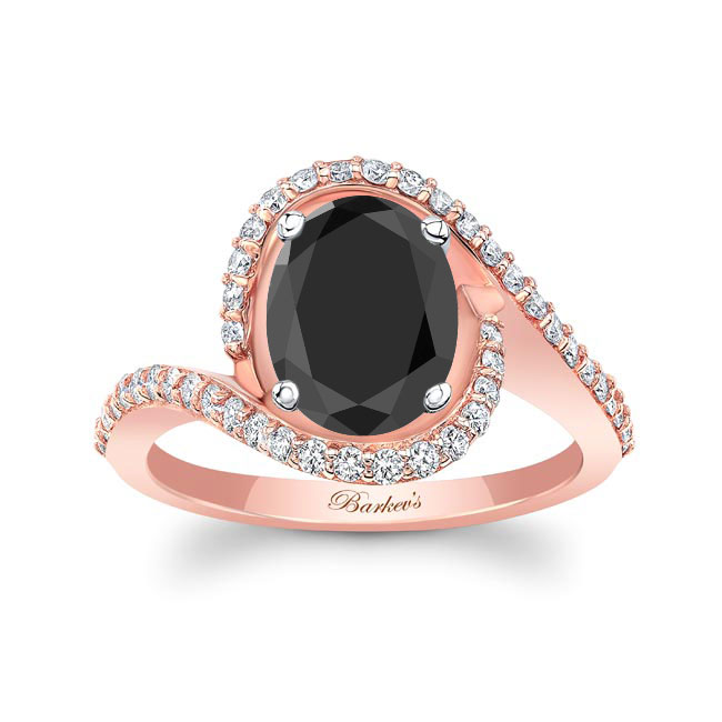 Rose Gold 2 Carat Oval Black And White Diamond Ring