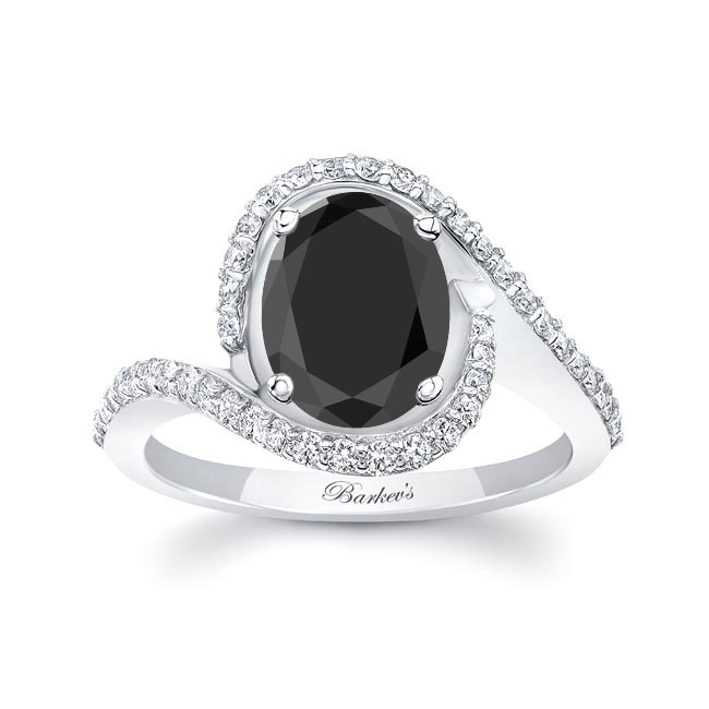  2 Carat Oval Black And White Diamond Ring Image 1