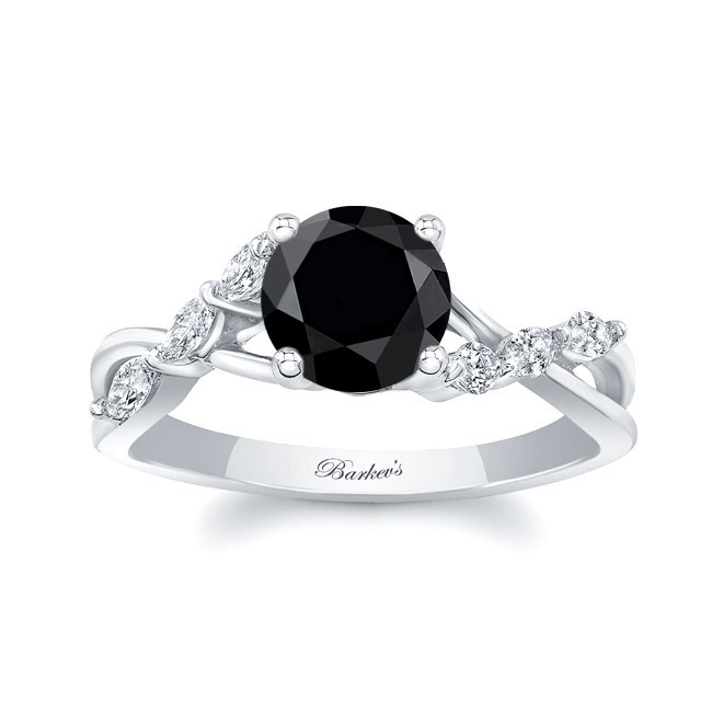  Marquise Black And White Diamond Engagement Ring Image 1