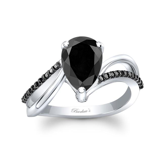  Split Shank Black Diamond Pear Ring Image 1