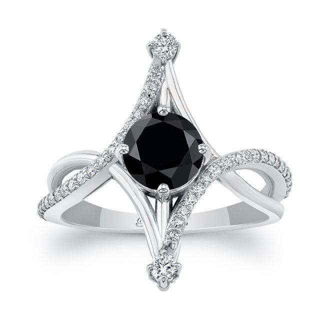  Unusual Round Black And White Diamond Ring Image 1