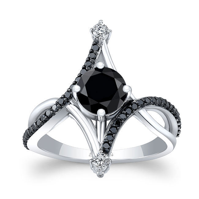  Unusual Round Black Diamond Ring Image 1