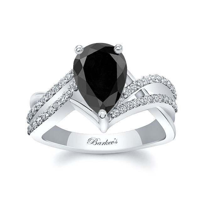  Black And White Diamond Teardrop Ring Image 1