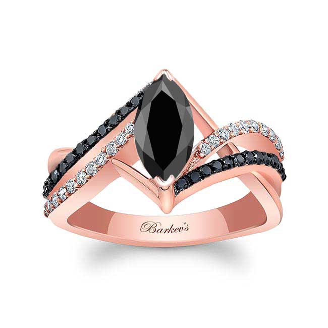 Rose Gold Black Diamond Marquise Ring