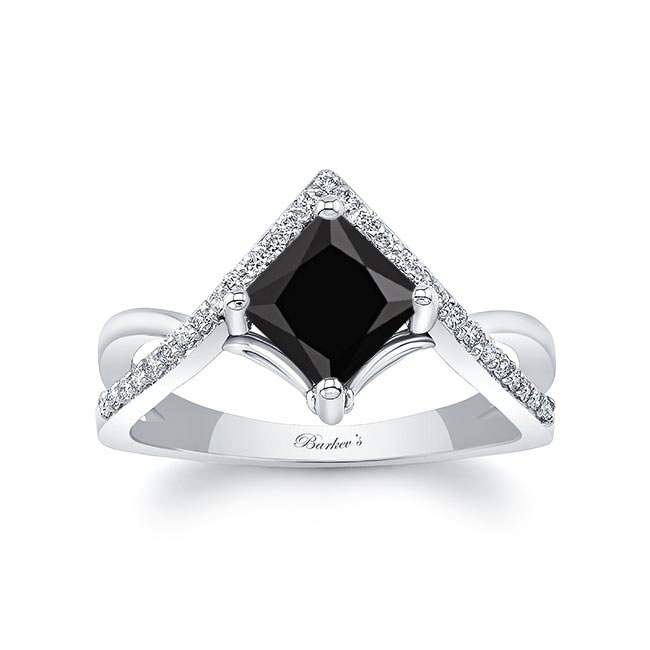  Unique Princess Cut Black And White Diamond Engagement Ring Image 1