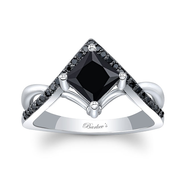  Unique Princess Cut Black Diamond Engagement Ring Image 1