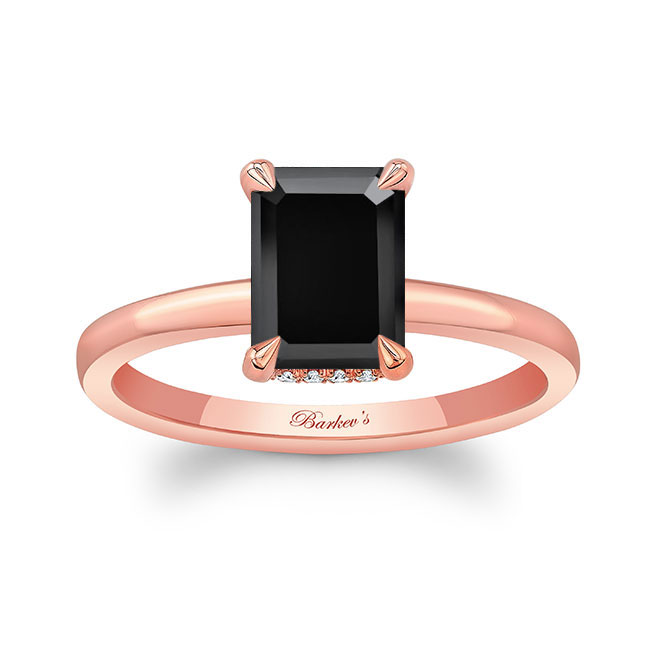 Rose Gold Lia Emerald Cut Black And White Diamond Engagement Ring