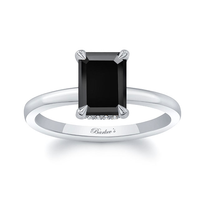  Lia Emerald Cut Black And White Diamond Engagement Ring Image 1
