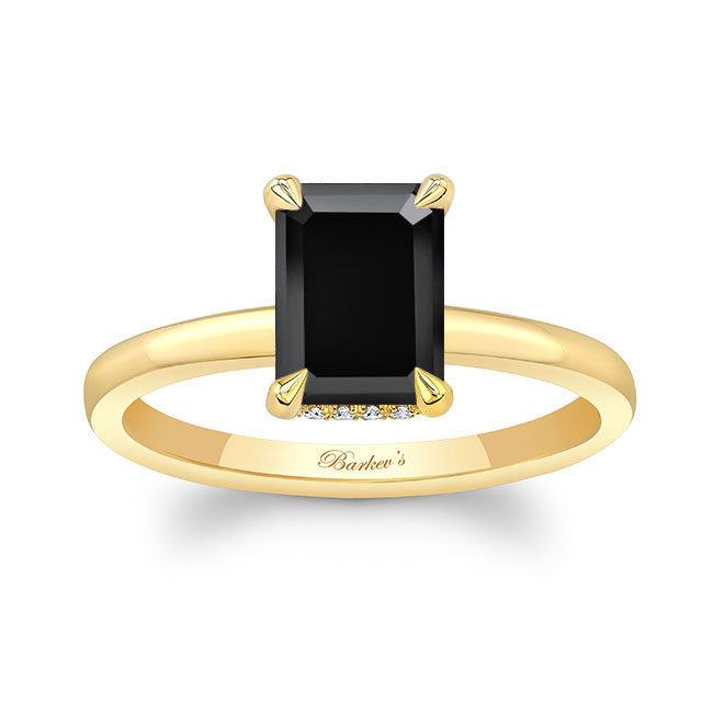 Yellow Gold Lia Emerald Cut Black And White Diamond Engagement Ring