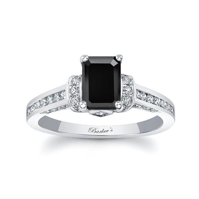  Emerald Cut Black And White Diamond Ring Image 1