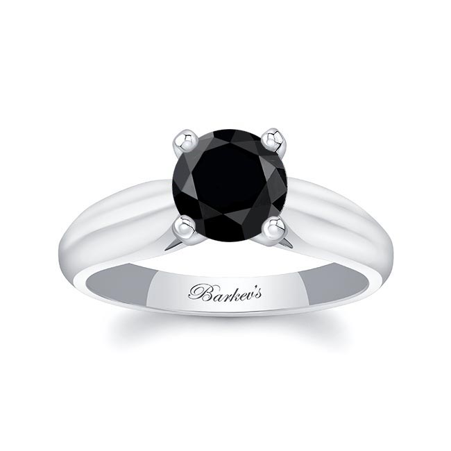 Platinum 1 Carat Black Diamond Solitaire Engagement Ring