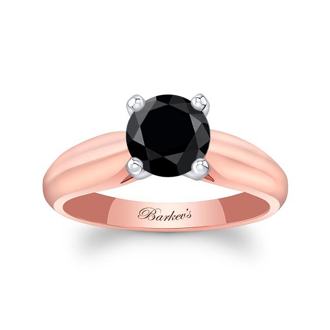 Rose Gold 1 Carat Black Diamond Solitaire Engagement Ring