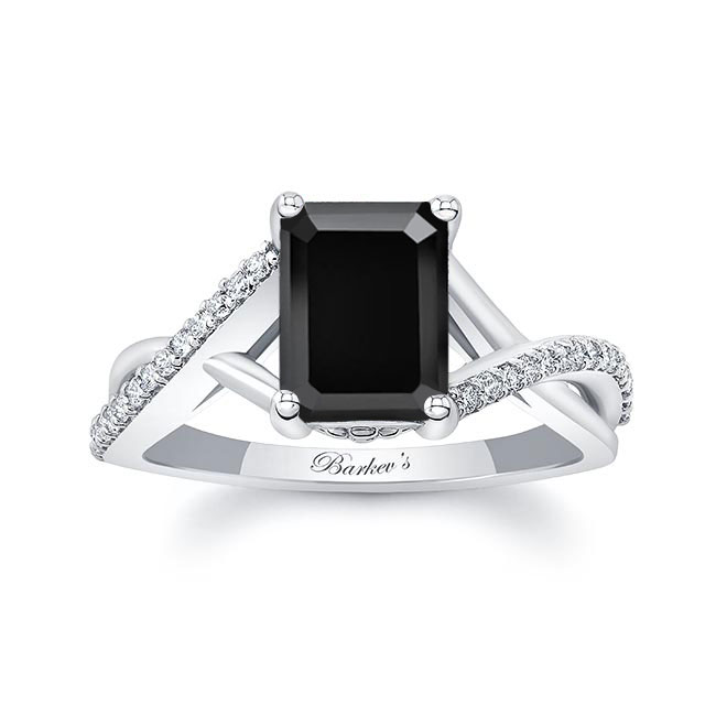  2 Carat Emerald Cut Black And White Diamond Ring Image 1