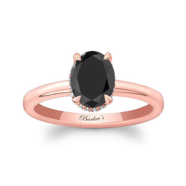 Rose Gold Lia Oval Black And White Diamond Engagement Ring