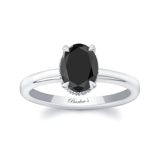  Lia Oval Black And White Diamond Engagement Ring Image 1