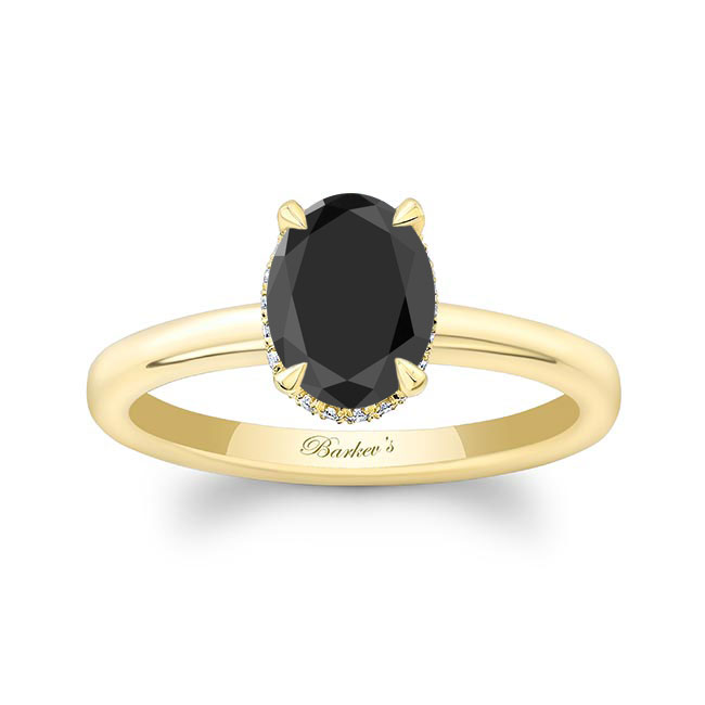 Yellow Gold Lia Oval Black And White Diamond Engagement Ring