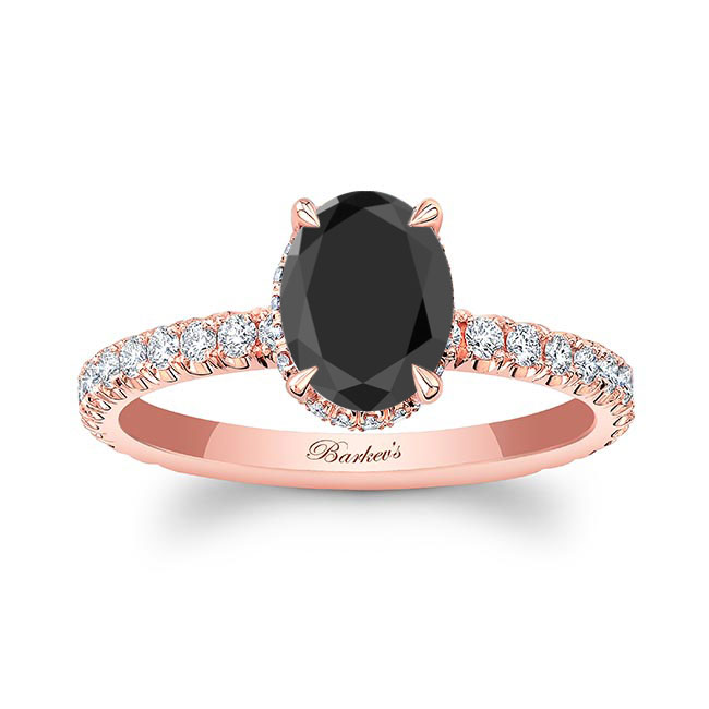 Rose Gold 1.25 Carat Oval Black And White Diamond Ring