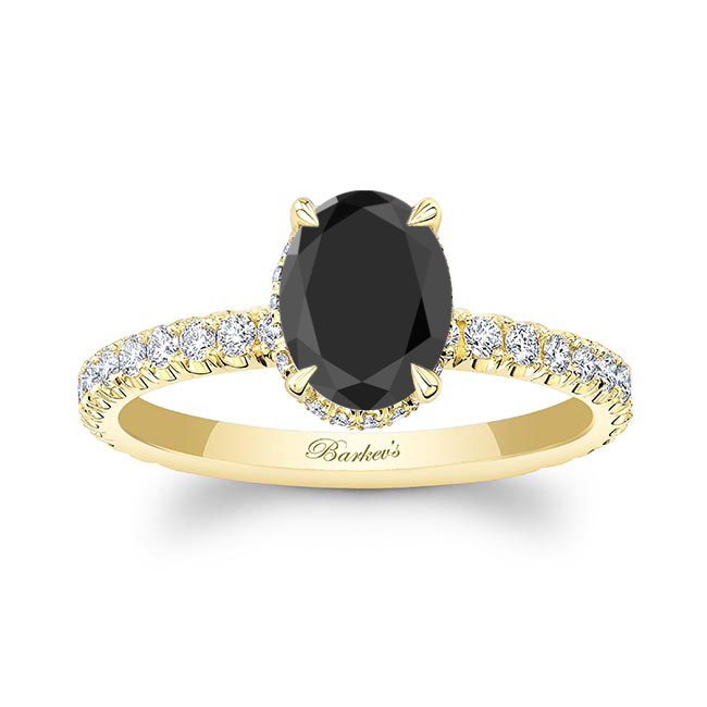 Yellow Gold 1.25 Carat Oval Black And White Diamond Ring