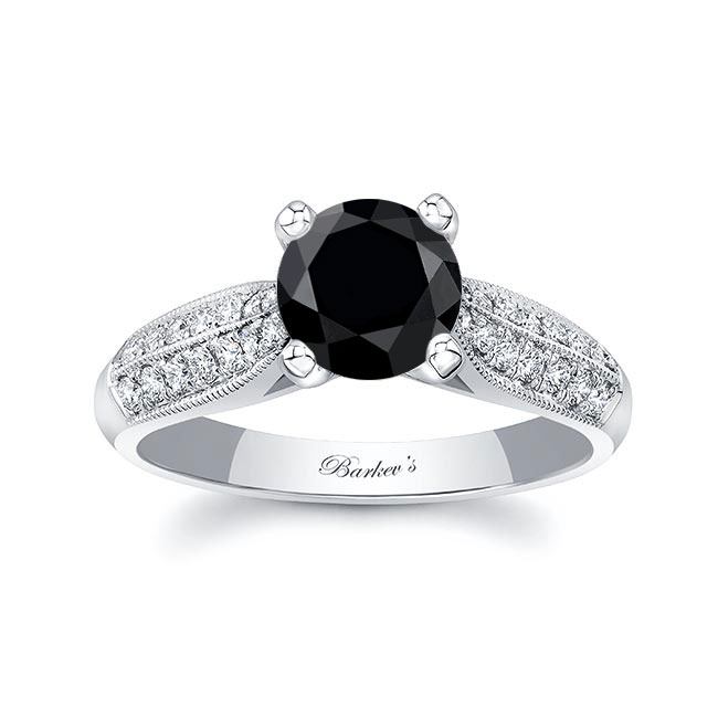 Platinum 2 Row Black And White Diamond Ring Image 1