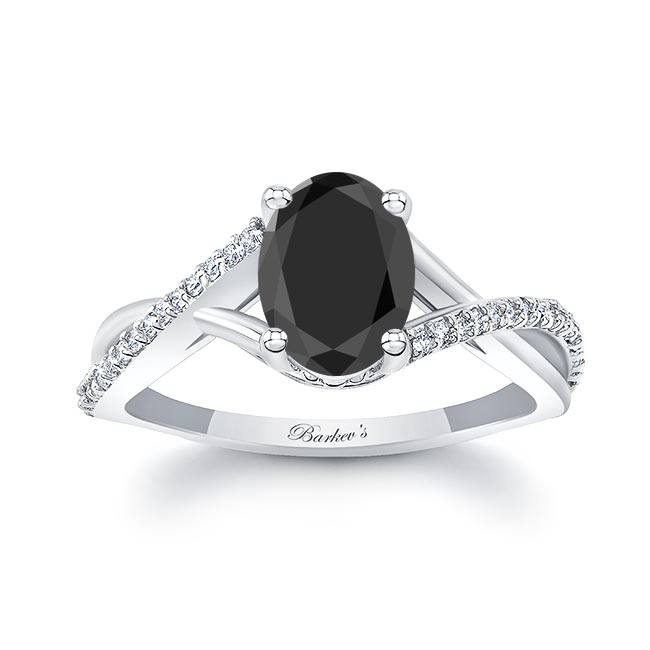  One Carat Oval Black And White Diamond Ring Image 1