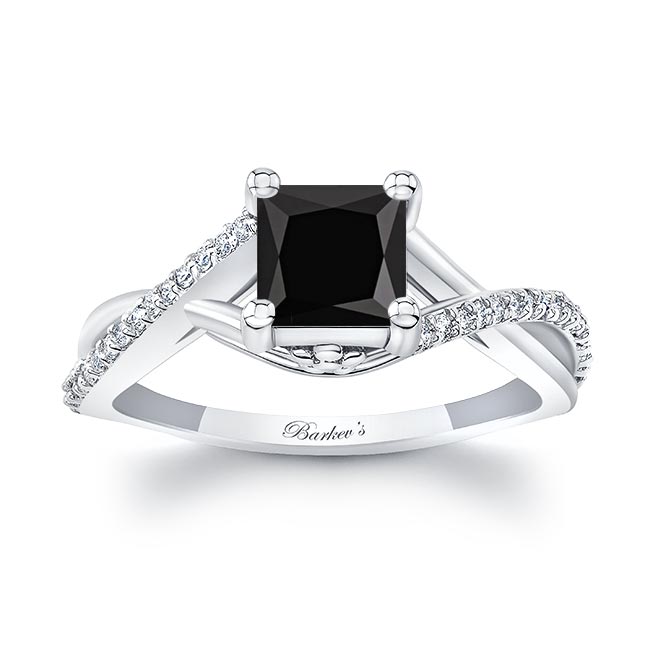  One Carat Princess Cut Black And White Diamond Ring Image 1