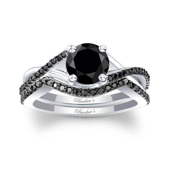One Carat Black Diamond Bridal Set