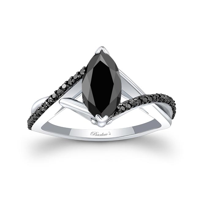  1 Carat Marquise Black Diamond Ring Image 1