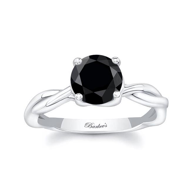 Platinum Black Diamond Twist Solitaire Engagement Ring
