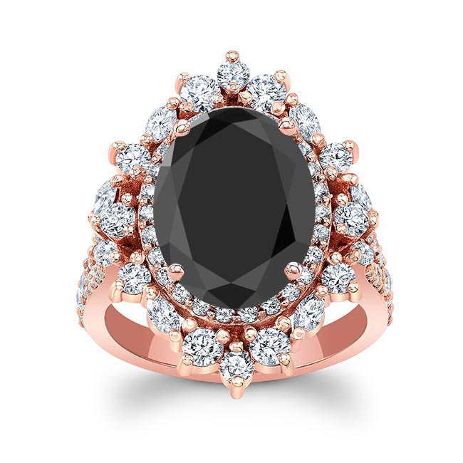 Rose Gold 5 Carat Oval Black Diamond Ring