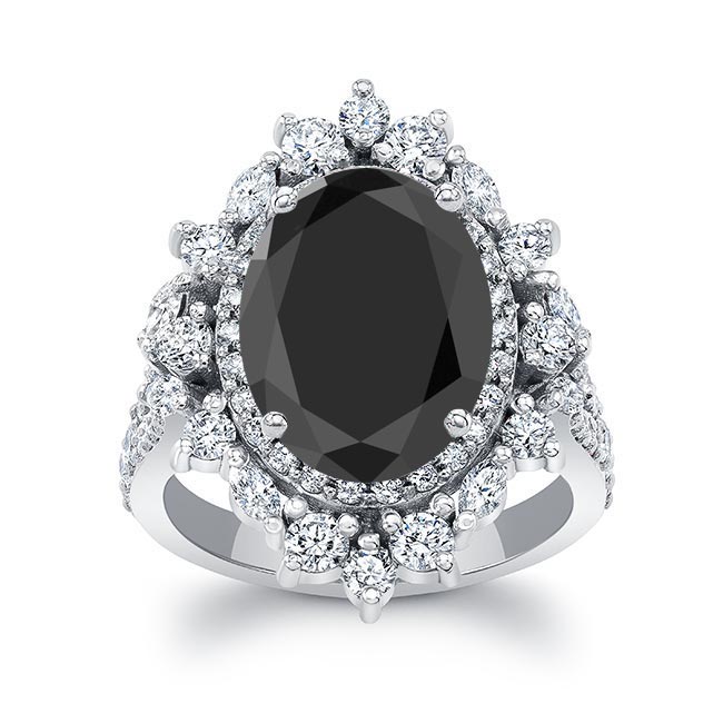  5 Carat Oval Black Diamond Ring Image 1
