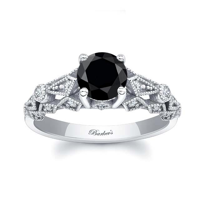 Platinum Vintage Black And White Diamond Ring