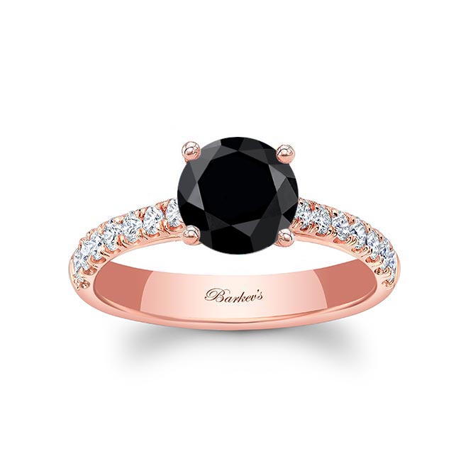 Rose Gold Round Black And White Diamond Engagement Ring