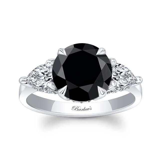 Platinum 3 Carat Round Black And White Diamond Ring
