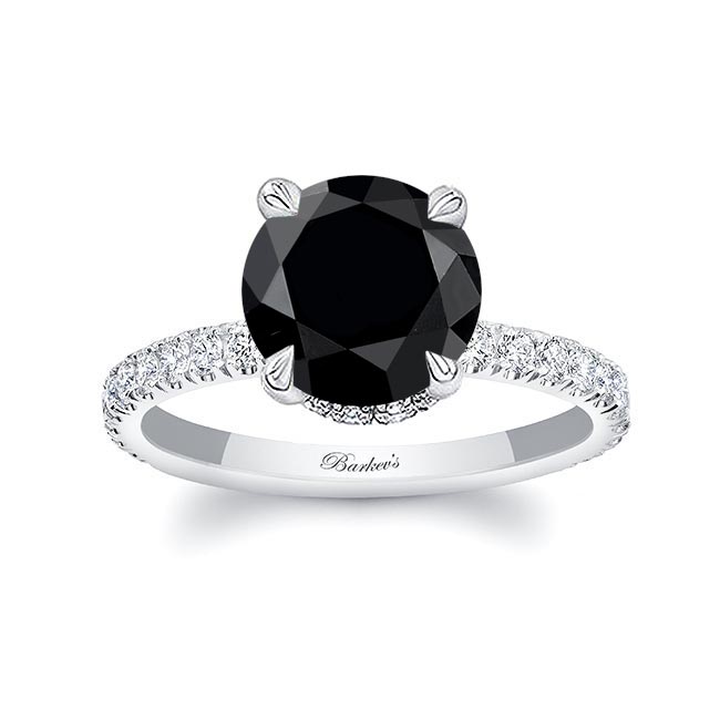 Platinum 3 Carat Black And White Diamond Halo Engagement Ring