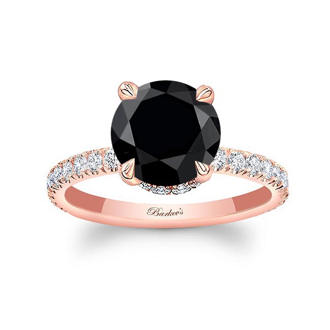 Rose Gold 3 Carat Black And White Diamond Halo Engagement Ring