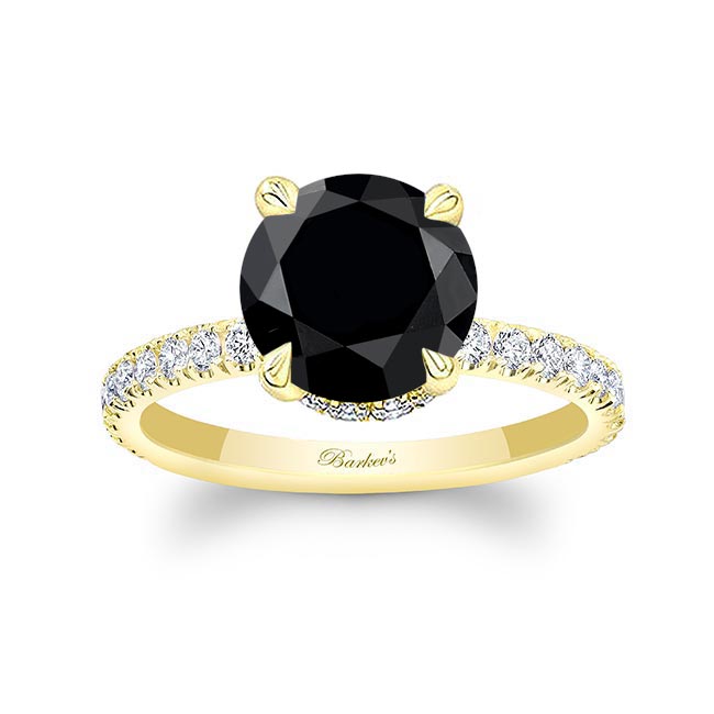 Yellow Gold 3 Carat Black And White Diamond Halo Engagement Ring